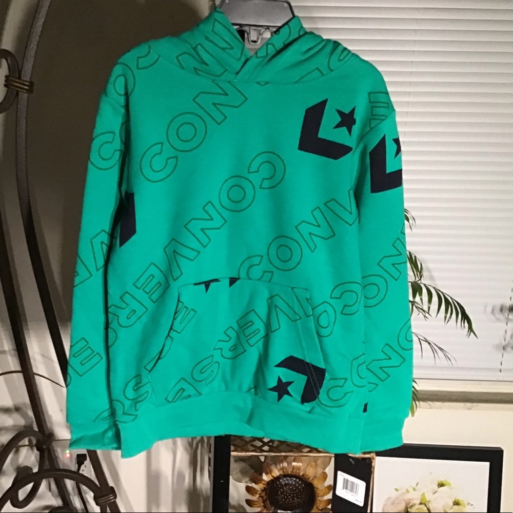 CONVERSE NWT AUTHENTIC LITTLE BOY’S LOGO PRINT COTTON/POLYESTER JADE HOODIE